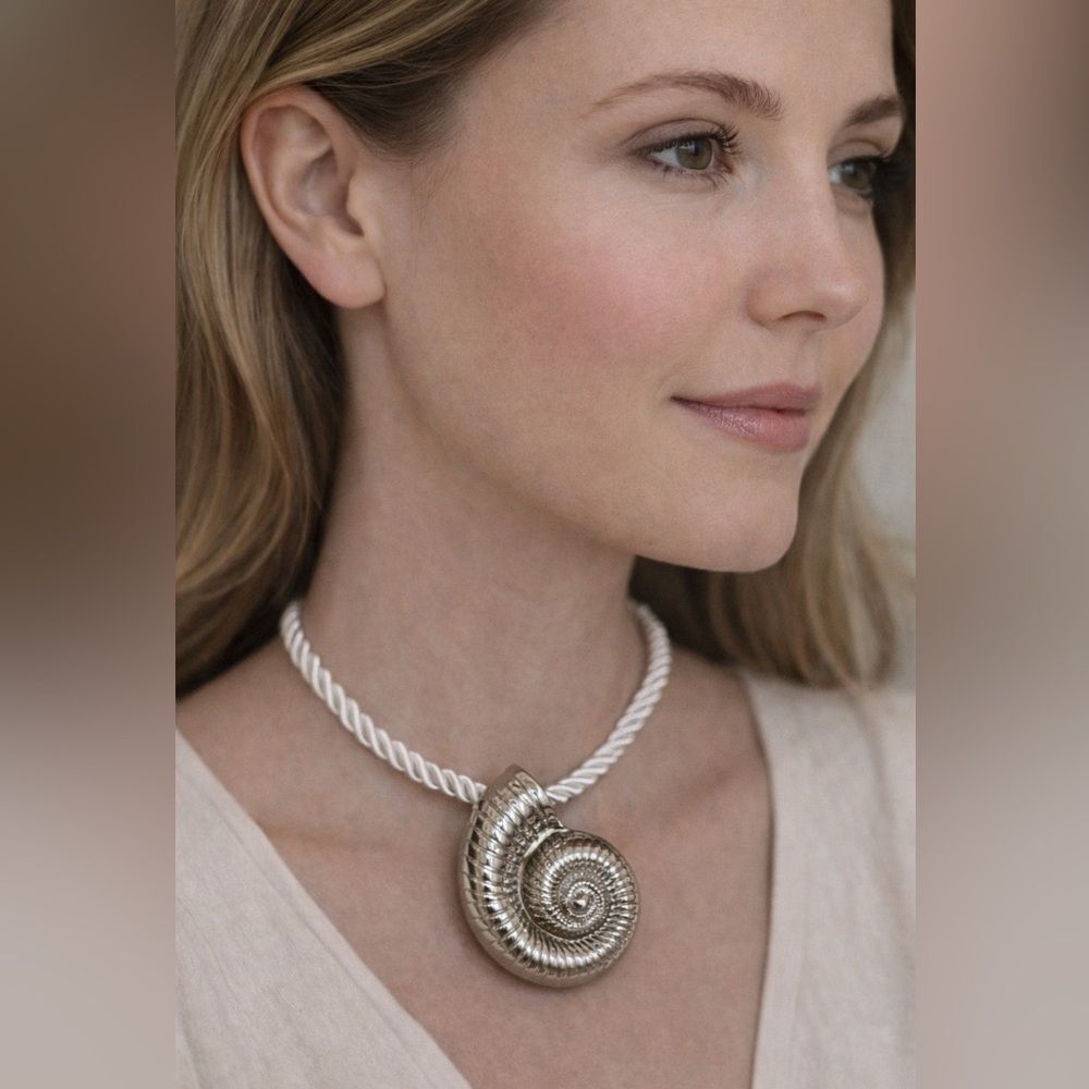 Silver seashell Necklace A1623